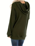 gbolsos  Solid Kangaroo Pocket Hoodies, Casual Waffle Long Sleeve Sweatshirt, Women's Clothing