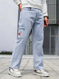 kkboxly  Multi Pocket Loose Fit Jeans, Men's Casual Street Style Denim Pants For All Seasons