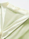 gbolsos  Ruched V Neck Blouse, Elegant Long Sleeve Simple Blouse, Women's Clothing