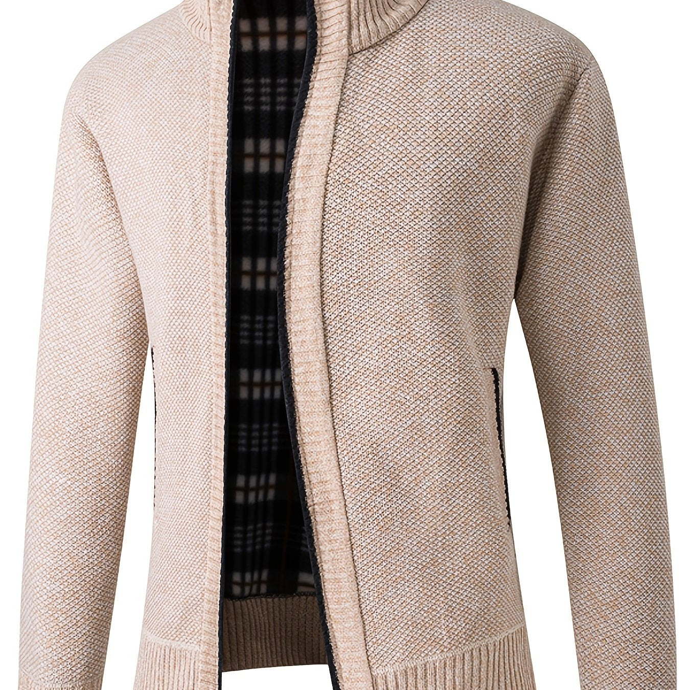 Two Sizes Smaller,  Men's Autumn And Winter Zipper Knitted Cardigan, Fleece Warm Sweater Jacket Best Sellers