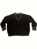 gbolsos  Plus Size Casual Sweater, Women's Plus Sequin Decor Long Sleeve V Neck Knitted Pullover Sweater