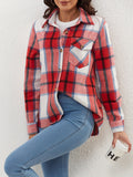 Plaid Print Flap Pocket Shirt, Versatile Long Sleeve Single Breasted Shirt, Women's Clothing