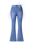 Trendy Girls Slim Bootcut Stretch Light Washed Denim Flared Pants, Versatile Bottom Trousers For Youth Kids Outwear