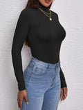 Solid Slim Turtleneck Bottoming Top, Long Sleeve Casual Every Day Top For Fall & Winter, Women's Clothing