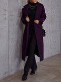 gbolsos  Long Length Waterfall Collar Coat, Elegant Open Front Long Sleeve Outerwear, Women's Clothing