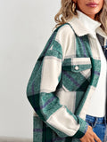gbolsos  Women's Outerwear Mid Length Plaid Jacket Lounge Lapel Button Up Long Sleeve Plaid Long Shirt Spring Coat