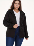 gbolsos  Solid Zip Up Hooded Jacket, Casual Long Sleeve Versatile Outerwear, Women's Clothing