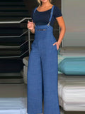 gbolsos  Zipper Overall Jumpsuit, Casual Wide Leg Sleeveless Jumpsuit, Women's Clothing