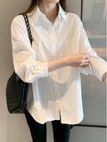 V-neck Loose Lapel Shirts, Casual Button Down Long Sleeve Fashion Blouses Tops, Women's Clothing