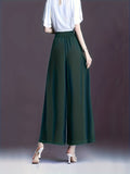 High Waist Wide Leg Pants, Elegant Solid Pants For Spring & Fall, Women's Clothing