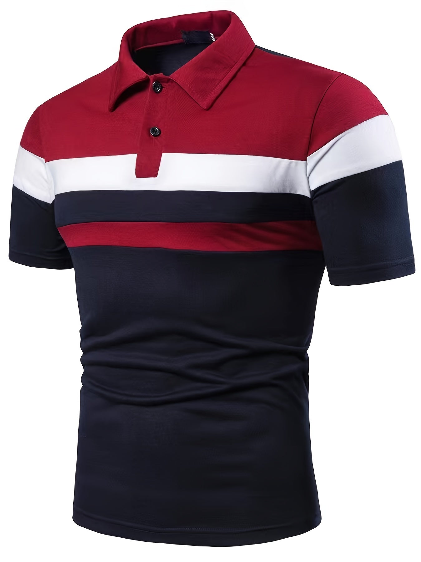 Men's Stripes Summer Polo Shirt Casual Slim Color Block Short Sleeve Shirts Vintage Breathable Patchwork T Shirts