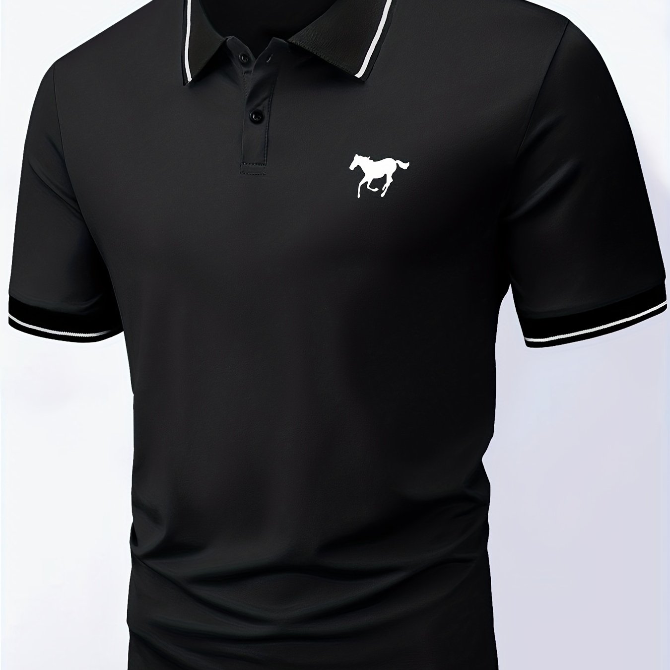 Men's Lapel Polo Shirt Short Sleeve Casual Slight Stretch Button Regular Summer Wear
