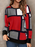 gbolsos  Color Block Crew Neck Pullover Sweatshirt, Casual Long Sleeve Sweatshirt For Spring & Fall, Women's Clothing