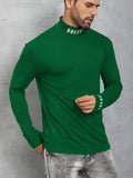 Men's Turtleneck Long Sleeve T-Shirt, Casual Stretch Sports Tops For Spring Fall