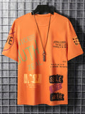 Men's Stylish Slogan Print Trendy T-shirt, Crew Neck Short Sleeve Tops, Graphic Tee Men's Clothes Summer, Men's Outfits