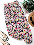 Floral Print Harem Pants, Casual Elastic Waist Summer Pants, Women's Clothing