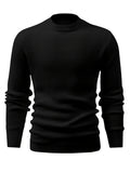 gbolsos  All Match Knitted Sweater, Men's Casual Warm Mid Stretch Round Neck Pullover Sweater For Fall Winter