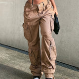 gbolsos  Women's Vintage Cargo Pants - High Waist Baggy Jeans With Pockets And Wide Legs For Casual Streetwear And Y2K Style