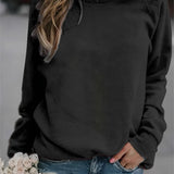 gbolsos  Solid Crew Neck Pullover, Casual Fashion Loose Long Sleeve Sweatshirt, Women's Clothing