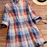 gbolsos  Plaid Print Button Front Shirt, Casual Long Sleeve Shirt, Women's Clothing