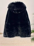 gbolsos Faux Fur Zip Up Hooded Coat, Casual Button Long Sleeve Winter Warm Outerwear, Women's Clothing