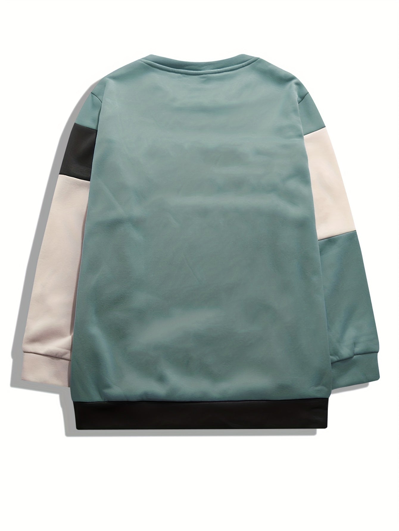 gbolsos  Colorblock Sweatshirt, Men's Casual Solid Color Slightly Stretch Crew Neck Pullover Sweatshirt For Spring Fall