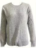 Solid Crew Neck Chunky Knit Sweater, Casual Long Sleeve Loose Pullover Sweater, Women's Clothing