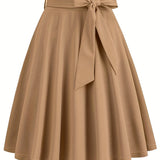 Retro A-line Skirt, Bowknot Front Skirt For Party, Performance, Every Day, Women's Clothing