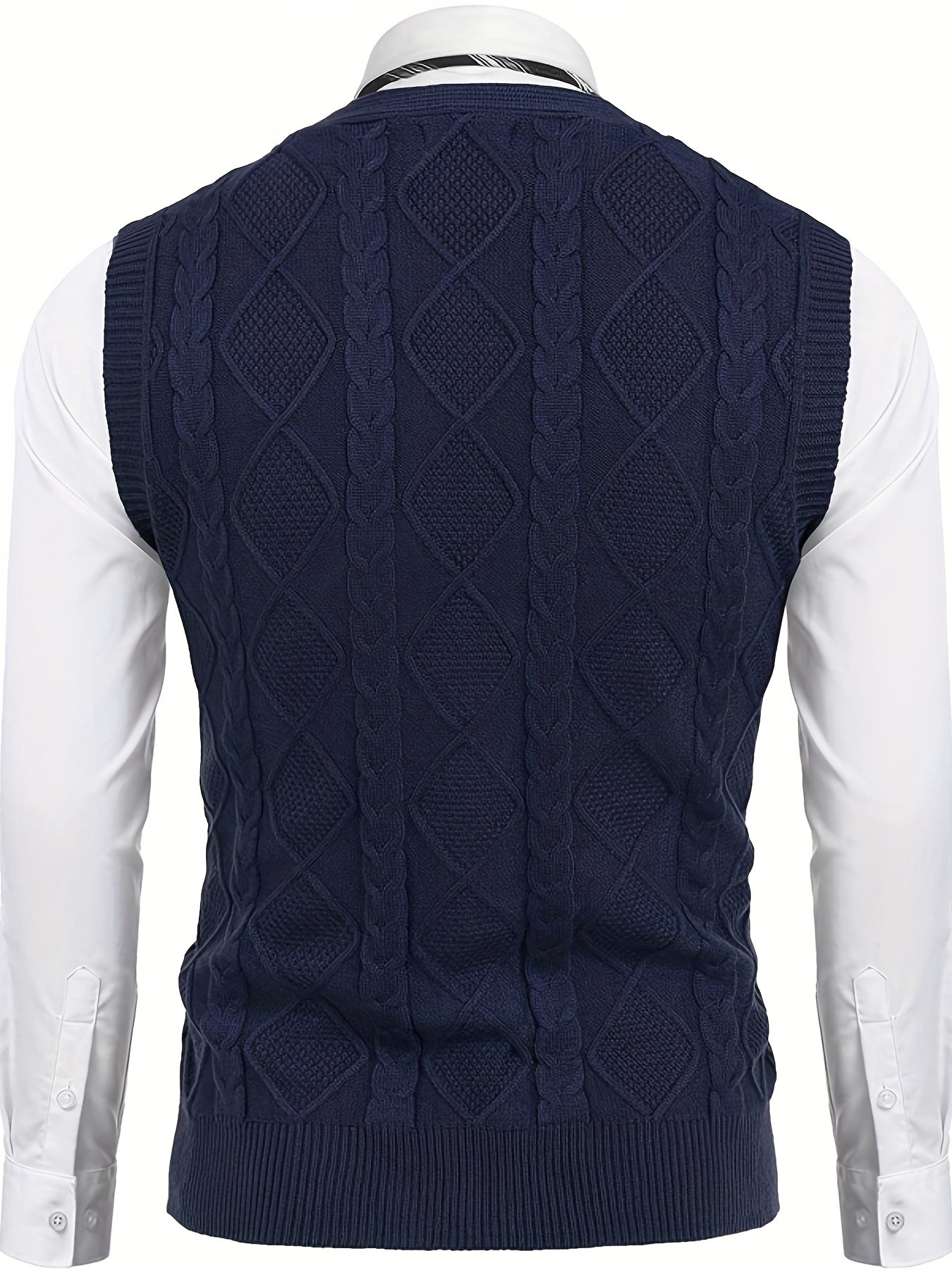 gbolsos  Plus Size Men's V-Neck Sweater Vest Cable Knit Silm Fit Sleeveless Casual Button Cardigan Vest