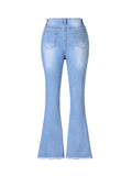 Trendy Girls Slim Bootcut Stretch Light Washed Denim Flared Pants, Versatile Bottom Trousers For Youth Kids Outwear