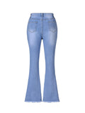 Trendy Girls Slim Bootcut Stretch Light Washed Denim Flared Pants, Versatile Bottom Trousers For Youth Kids Outwear