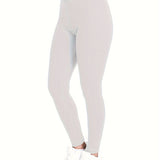 Casual High Waist Bottoms Leggings, Solid Elastic Fashion Long Leggings, Women's Clothing