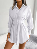 gbolsos  V-neck Loose Lapel Long Blouses, Casual Button Down Lantern Long Sleeve Fashion Long Shirts Tops, Women's Clothing