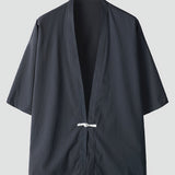 gbolsos  Casual Men's Kimono Jacket With Embroidery - Short Sleeve Open Front Coat