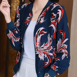 Stars Print Zip Up Lightweight Jacket, Casual Baseball Collar Long Sleeve Outerwear For Spring & Summer, Women's Clothing