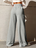 gbolsos  Drawstring Loose Solid Pants, Casual Wide Leg Long Length Pants, Women's Clothing