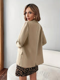 gbolsos  Solid Open Front Lapel Blazer, Elegant Long Sleeve Split Back Blazer For Office & Work, Women's Clothing