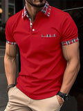 Men's Causal V-neck Button Up Short Sleeve Pockets Polo Shirts Men's Comfortable Tops For Summer