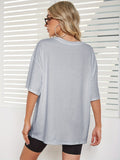 gbolsos  Letter Print Drop Shoulder T-Shirt, Casual Crew Neck Short Sleeve T-Shirt For Spring & Summer, Women's Clothing