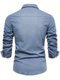 gbolsos  Cotton Denim Shirt Men Long Sleeve Quality Cowboy Shirts For Men Casual Slim Fit Mens Designer Clothing