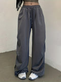 gbolsos  Solid Color Wide Leg Cargo Pants, Y2K Pants For Spring & Summer, Women's Clothing