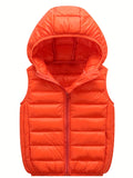 Boys Winter Hooded Coat, Cotton Padded Light Warm Sleeveless Vest Jacket Cute Hooded Outerwear