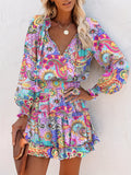 Paisley Print Mini Dress, Long Sleeve Casual Dress, Women's Clothing