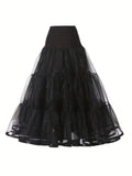 gbolsos  Pleated High Waist Skirts, Vintage Solid A Line Layered Skirts, Women's Clothing