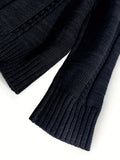 Men's Casual Black Ribbed Knit Pullover Sweater For Winter