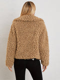 Solid Button Front Teddy Coat, Versatile Faux Fur Thermal Winter Coat, Women's Clothing