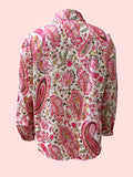 Paisley Print Polo Collar Shirt, Casual Long Sleeve Shirt For Spring & Fall, Women's Clothing