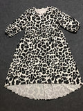 Leopard Print Puff Sleeve Dress, Casual Crew Neck Empire Waist Dress, Women's Clothing