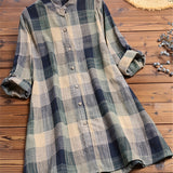 gbolsos  Plaid Print Button Front Shirt, Casual Long Sleeve Shirt, Women's Clothing