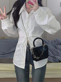 gbolsos  Solid Cross Tie Blouse, Casual Long Sleeve Blouse For Spring & Fall, Women's Clothing